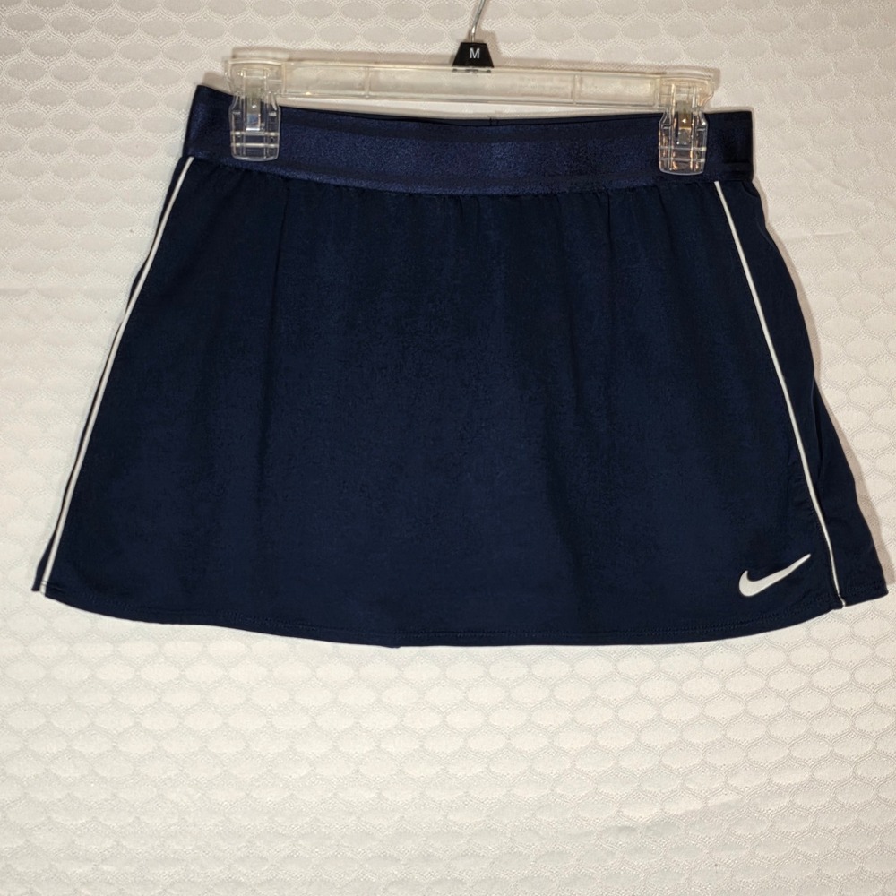 Nike Womens Navy Blue Tennis Skort Athletic Golf Skirt White Piping Size Medium